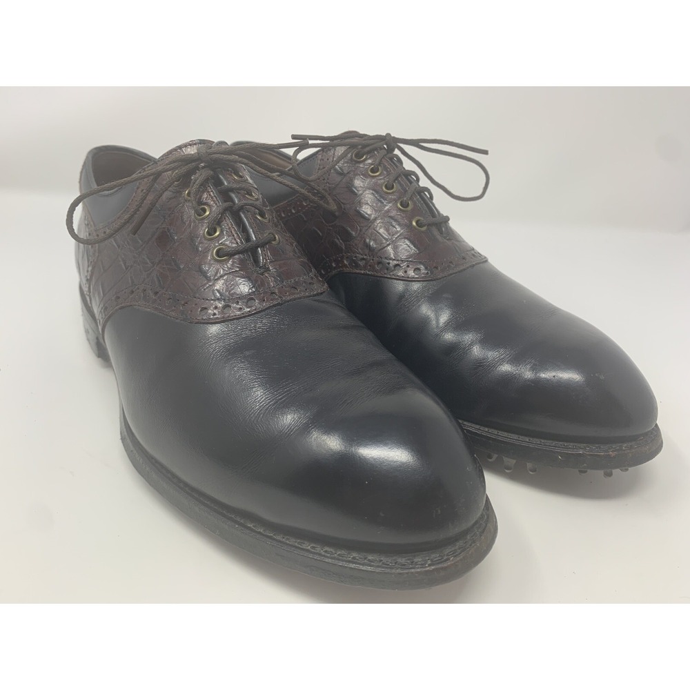 Vintage Footjoy Classics Dry‎ Mens Golf Shoes Wingtip  Black Brown Size 10D USA